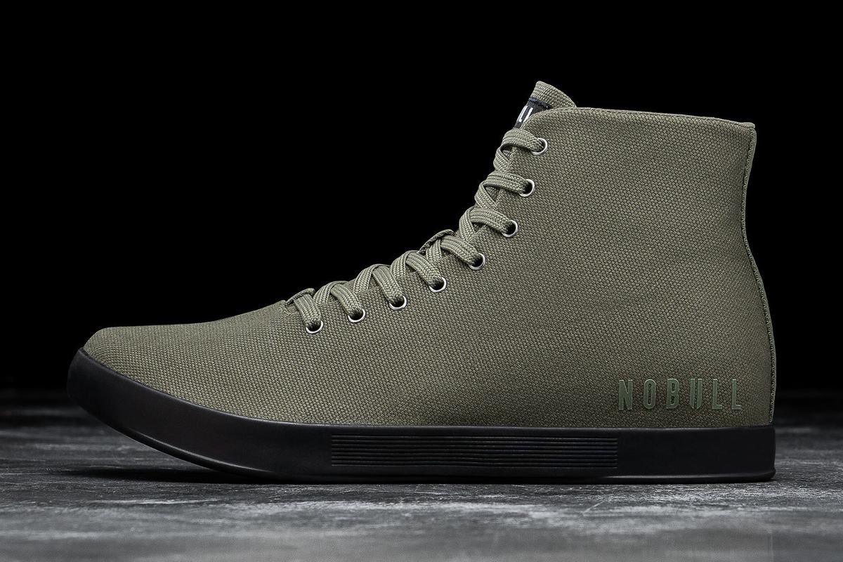 Nobull High-Top Canvas Men\'s Trainers Dark Green Black | Australia (XP2134)